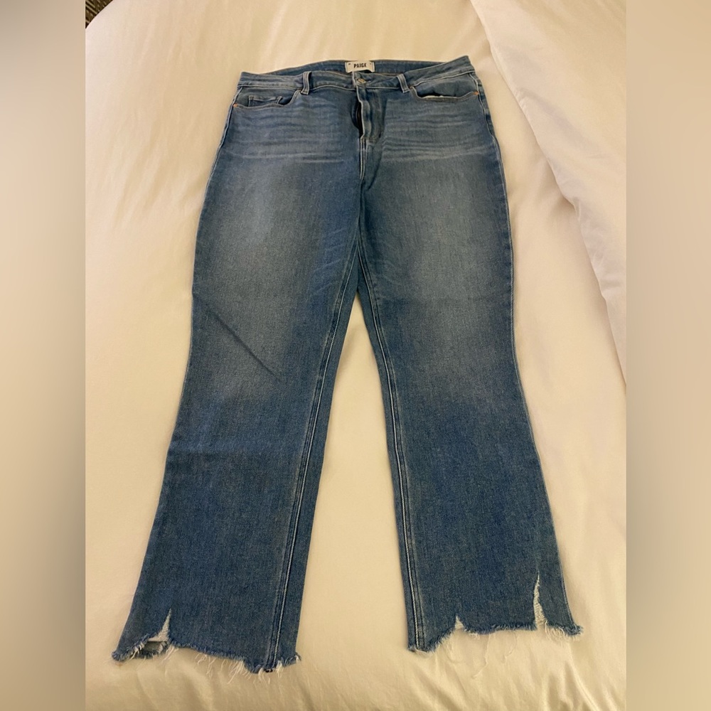 PAIGE Cindy High-Rise Distress Ankle Jeans, 33